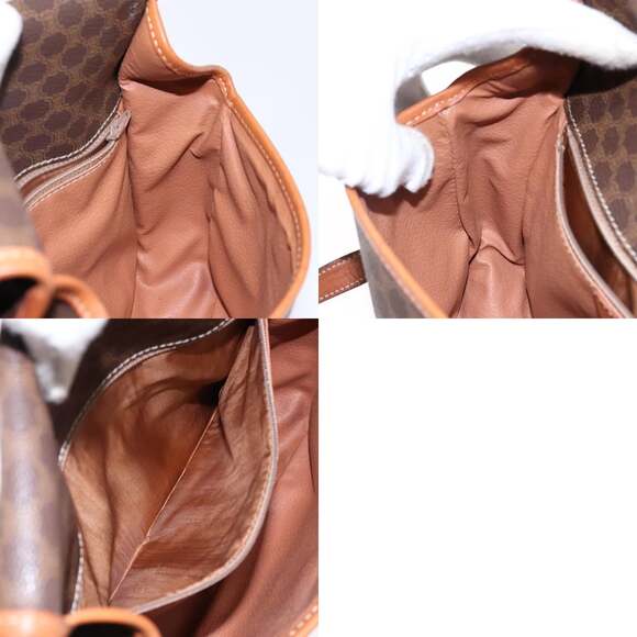 CELINE Macadam Canvas Circle Shoulder Bag Pvc Leather Brown Gold - Picture 12 of 12